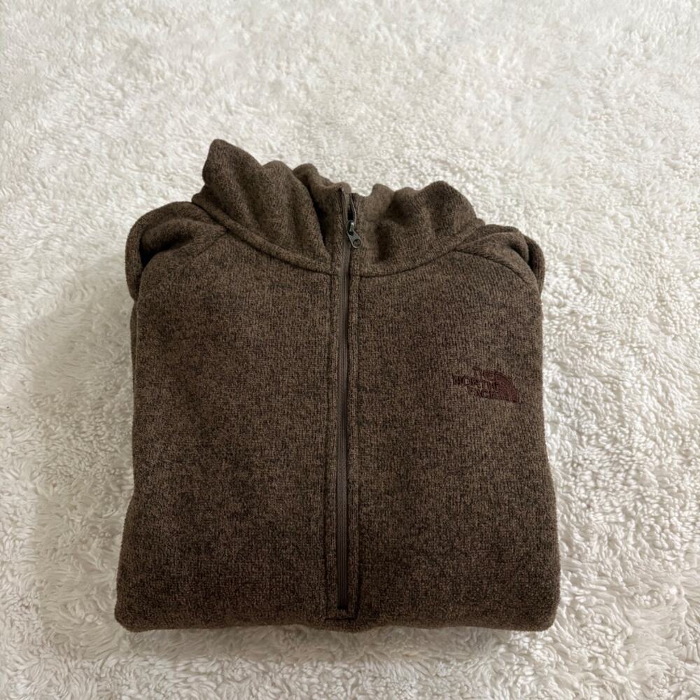 North Face Hoodie Womens XL Brown Fleece 1/4 Zip Gorpcore Hiking Outdoors Preppy